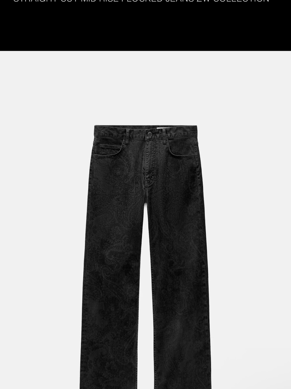 Zara - Straight Leg Mid-Rise Flock Jeans ZW COLLECTION